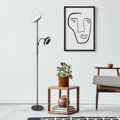 Moderni metalli lattiavalaisin musta, Raimond, 20W, lämmin–kylmä valkoinen säädettävä LED, kosketushimmentimellä