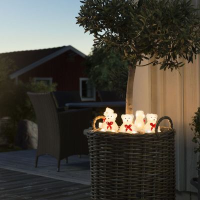 LED-jääkarhut rusetilla, 3D-jouluaiheet - 5 kpl:n setti, sisä- ja ulkokäyttöön