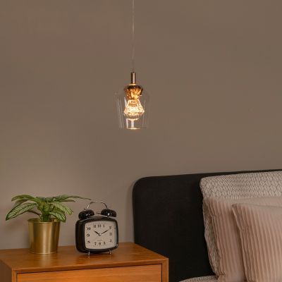 Läpinäkyvä lasi riippuvalaisin, Berliane, 4W, 2700K LED