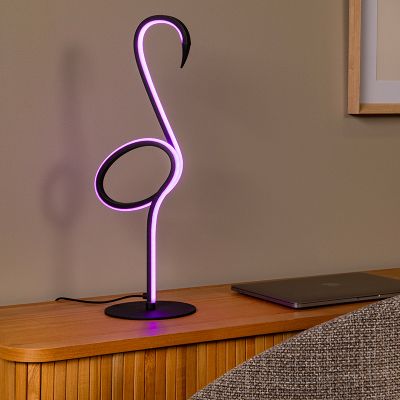 Musta alumiini pöytävalaisin, Flamingo, 5,5W, RGB LED, kaukosäätimellä
