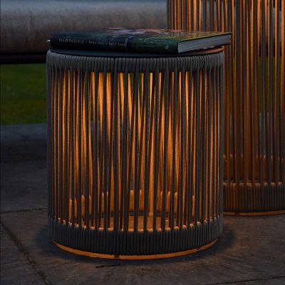 Harmaanruskea muovi ladattava lattiavalaisin, Pingi, 3W, 3000K LED, IP44, 3-portaisesti himmennettävä