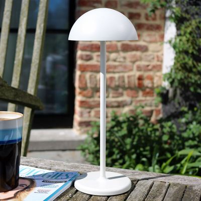 Valkoinen alumiini ulkopöytävalaisin, Joy, 1,5W, 3000K LED, IP54, kosketushimmentimellä