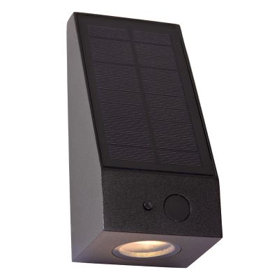 Musta alumiini aurinkovoimainen ulkovalaisin, Irwin, 2W, 2700K LED, IP54