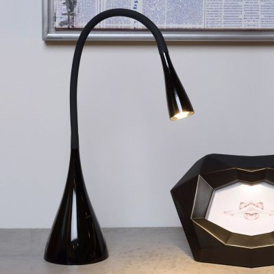 Musta metalli työpöytävalaisin, Zozy, 3W, 3000K LED, kosketushimmentimellä