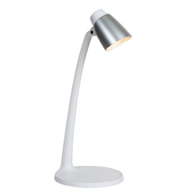 Valkoinen muovi työpöytävalaisin, Ludo, 4,5W, 3000K LED, katkaisimella