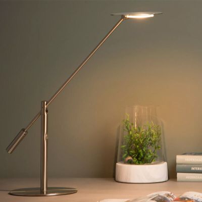 Kromi metalli työpöytävalaisin, Anselmo, 9W, 3000K LED, kosketushimmentimellä