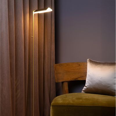 Messinki metalli seisova lukulamppu, Aaron, 12W, 2700K LED, kosketushimmentimellä