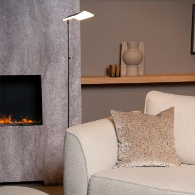 Musta metalli seisova lukulamppu, Aaron, 12W, 2700K LED, kosketushimmentimellä