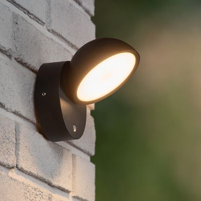 Musta metalli ulkoseinävalaisin hämäräkytkimellä, Finn, 12W, 3000K LED, IP54