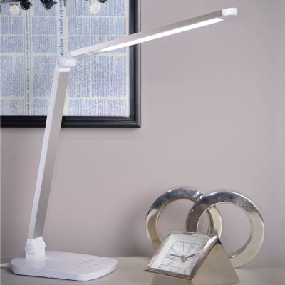 Valkoinen metalli työpöytävalaisin, Vario, 8W, 2700K LED