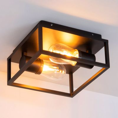 Musta alumiini kattolamppu, Carlyn, IP54