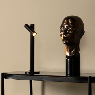Musta alumiini ladattava pöytävalaisin, Antrim, 2,2W, 2700K LED, IP54, kosketushimmentimellä
