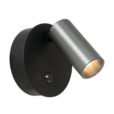 Harmaa alumiini ladattava seinävalaisin, Toni, 2W, white switch LED, kosketushimmentimellä
