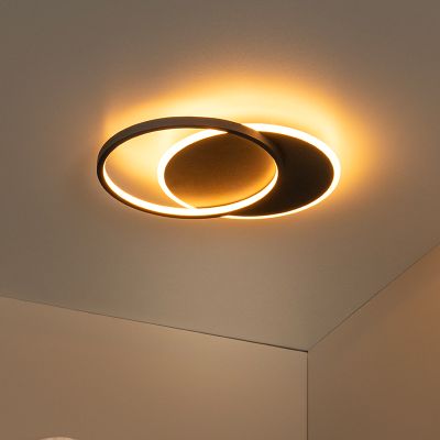 Musta muovi kattolamppu, Axelle, 24W, 2700K LED, 3-portaisesti himmennettävä