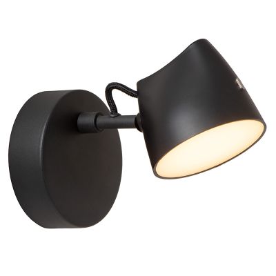 Musta metalli seinävalaisin , Milne, 6W, 2700K LED, kosketushimmentimellä