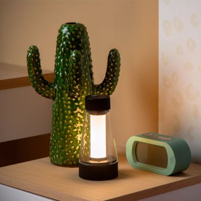 Musta muovi ladattava ulkopöytävalaisin, Lorali, 1,2W, 2700K LED, IP44, kosketushimmentimellä