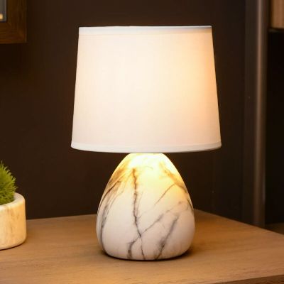 Keramiikka pöytävalaisin valkoinen, Marmo, katkaisimella