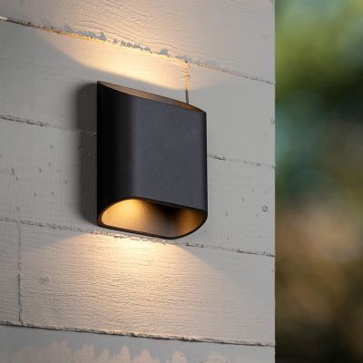 Musta alumiini ylös alas seinävalaisin, Atila, 5W, 2700K LED, IP65