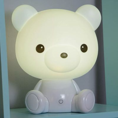 Valkoinen muovi lastenhuoneen pöytävalaisin, Dodo, 3W, 3000K LED, kosketushimmentimellä