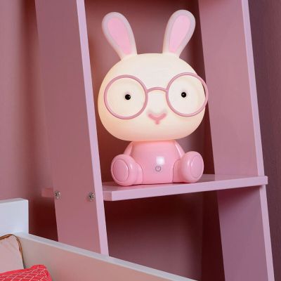 Vaaleanpunainen muovi lastenhuoneen pöytävalaisin, Dodo, 3W, 4000K LED, kosketushimmentimellä