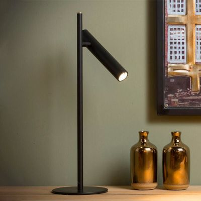 Musta alumiini pöytävalaisin, Philon, 4,5W, 3000K LED, katkaisimella