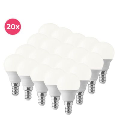 20 kpl Lasco E14 LED-pallolamppuja, lämmin valkoinen, 5,5 W