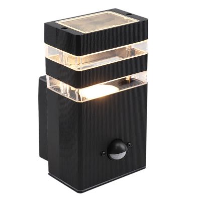 Musta alumiini liiketunnistimella varustettu ulkoseinävalaisin, Albin, IP54