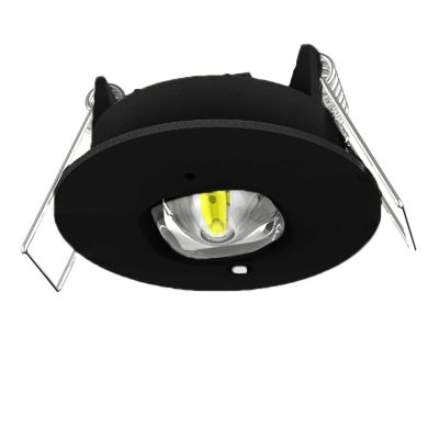 Musta hätävalaistuksen upotettava kohdevalaisin, 1W, 6000K LED, IP22