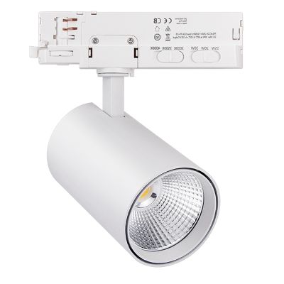 Valkoinen 3-vaiheinen kiskovalaisin, Rozina, 10W/20W/30W, valkoinen LED-kytkin