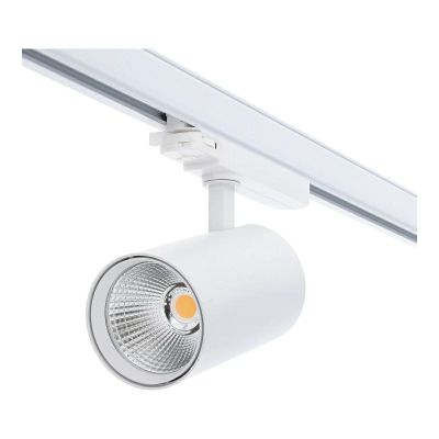 Valkoinen 3-vaiheinen kiskojärjestelmän kohdevalaisin alumiinia, Rozina, 10W/20W/30W, valkoinen LED-kytkin