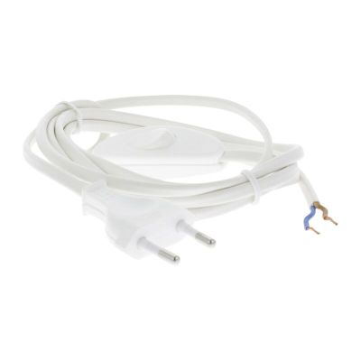 Q-Link-liitäntäkaapeli, max 1200w, 2 x 0,75 mm, 1,8 m, valkoinen, kytkimellä