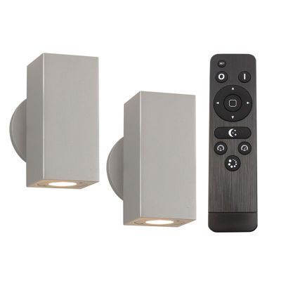 Alumiini ylös alas seinävalaisin hopea, Rudy, 6W, 2700K LED, IP44, kaukosäätimellä