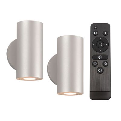 Alumiini ylös alas seinävalaisin hopea, Salar, 3W, 2700K LED, IP44, kaukosäätimellä