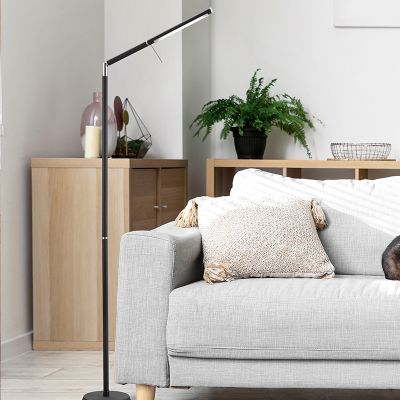 Musta lasi lattiavalaisin, Rebel, 6W, 3000K LED, kosketushimmentimellä