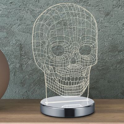 Kromi metalli pöytävalaisin, Berjan, 7W, lämmin–kylmä valkoinen säädettävä LED, katkaisimella