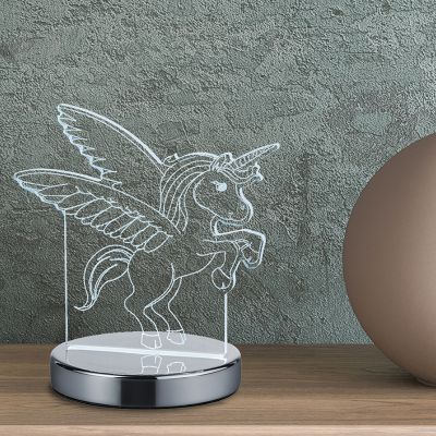 Kromi metalli lastenhuoneen pöytävalaisin, Berivan, 7W, lämmin–kylmä valkoinen säädettävä LED, katkaisimella