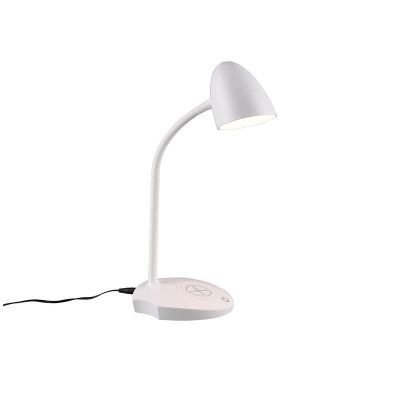 Valkoinen muovi työpöytävalaisin, Maribo, 4W, 3000K LED, kosketushimmentimellä