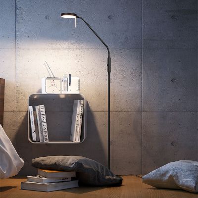 Musta metalli seisova lukulamppu, Bilge, 12W, valonvärisäädettävä LED, kosketushimmentimellä