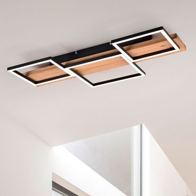 Ruskea puu kattolamppu, Justian, 30W, 3000K LED, 3-portaisesti himmennettävä