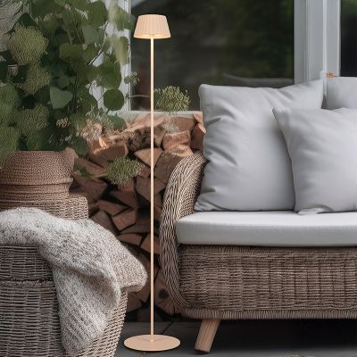 Ruskea metalli ladattava lattiavalaisin, Reshma, 1,5W, 3000K LED, IP44, kosketushimmentimellä