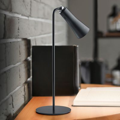 Musta metalli pöytävalaisin, Remko, 2W, 3000K LED, kosketushimmentimellä
