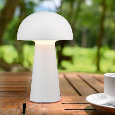 Valkoinen muovi ulkopöytävalaisin, Rachelle, 2W, 3000K LED, IP44, katkaisimella
