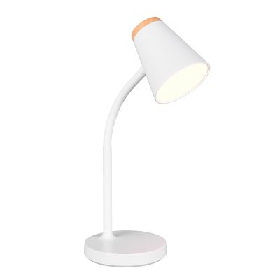 Valkoinen muovi pöytävalaisin, Rahul, 4,5W, 3000K LED, katkaisimella