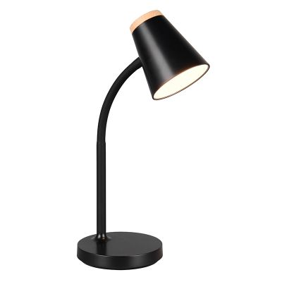 Musta muovi pöytävalaisin, Rahul, 4,5W, 3000K LED, katkaisimella