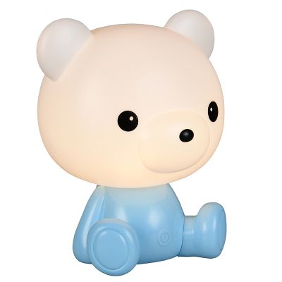 Sininen muovi lastenhuoneen pöytävalaisin, Lumibear, 0,3W, RGB LED, katkaisimella