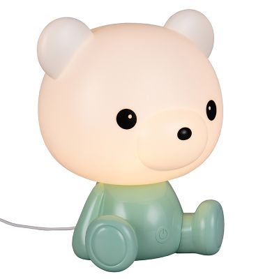 Vihreä muovi lastenhuoneen pöytävalaisin, Lumibear, 0,3W, RGB LED, katkaisimella