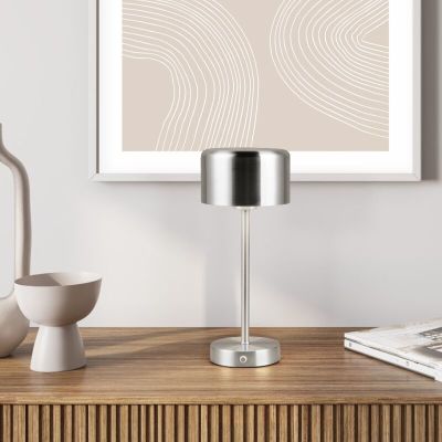 Nikkeli metalli ladattava pöytävalaisin, Dustin, 1W, 3000K LED, kosketushimmentimellä