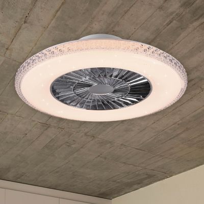 Krominen kattotuuletin, Damon, 40 W, lämpimästä kylmään valkoiseen säädettävä LED-valo, kaukosäätimellä