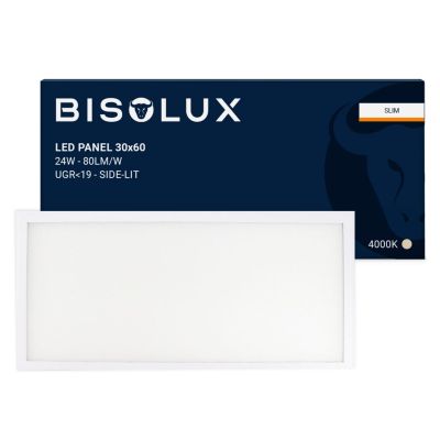 Bisolux 60x30 cm LED-paneeli - 24W - 4000K - UGR<19 - Sivustavalaistu